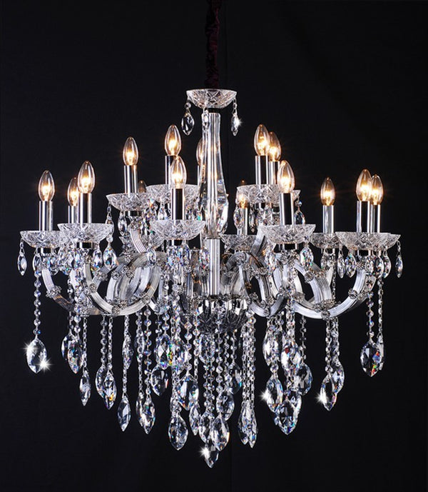 Polished chrome 15 Light traditional crystal Chandelier