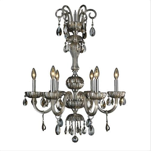 Polished Chrome Six-Light Chandelier