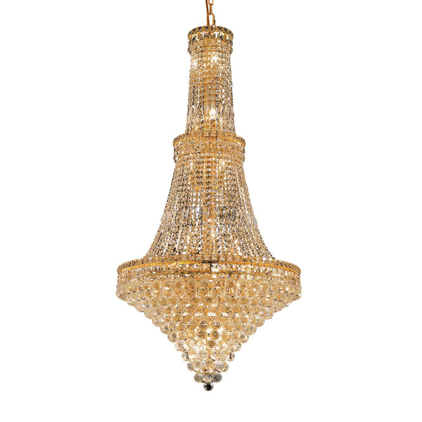 Gold Thirty-Four Light 28-Inch Chandelier with Royal Cut Clear Crystal