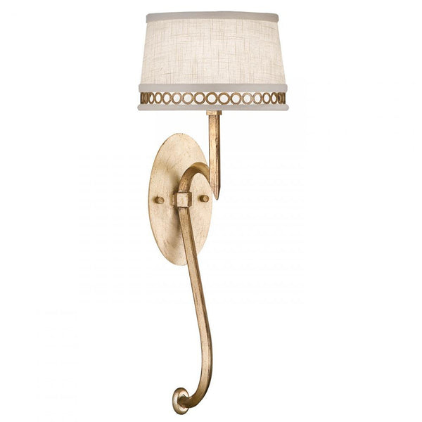 Wall Sconce, 1-Light, Burnished Gold Leaf, White Textured Linen Shade, 22"H (784650-2ST 9FC6)