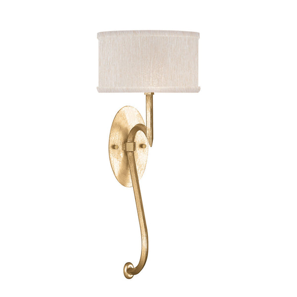 Wall Sconce, 1-Light, Gold Leaf, Champagne Fabric Shade, 22"H (784650-SF33 NJZK)