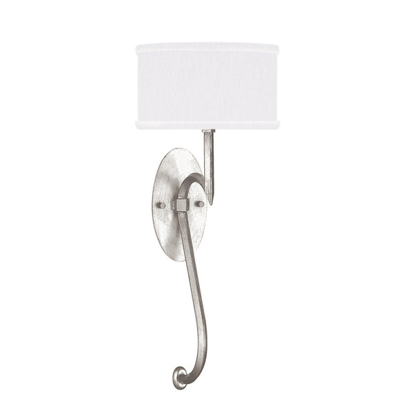 Wall Sconce, 1-Light, Silver Leaf, White Fabric Shade, 22"H (784650-SF41 NJZM)