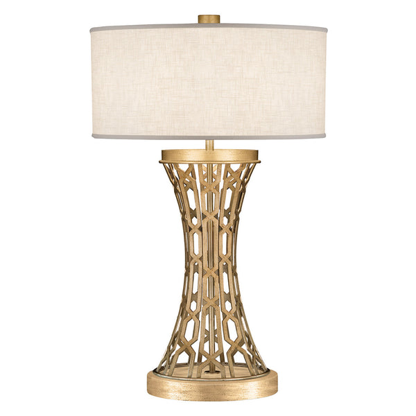 Table Lamp, 1-Light, Gold, White Textured Linen Shade, 32"H (784910-2ST 9FCF)