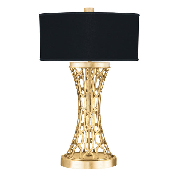 Table Lamp, 1-Light, Gold Leaf, Black Fabric Shade, 32"H (784910-SF34 NJZV)