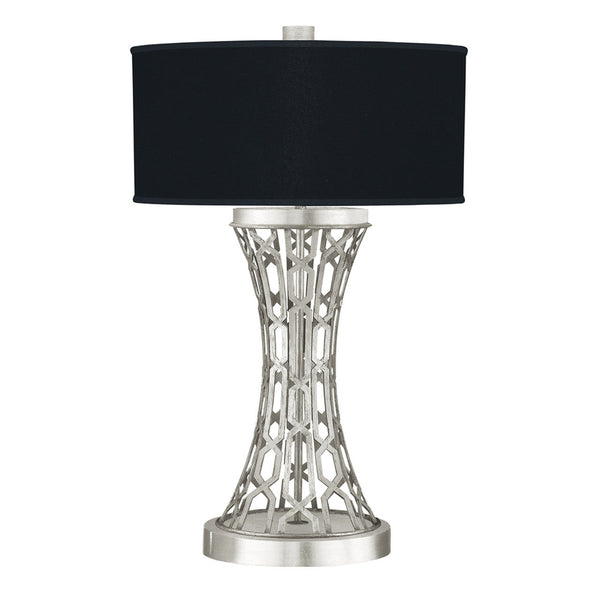 Table Lamp, 1-Light, Silver Leaf, Black Fabric Shade, 32"H (784910-SF42 NJZX)