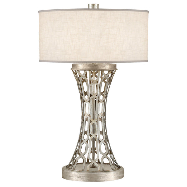 Table Lamp, 1-Light, Silver, White Textured Linen Shade, 32"H (784910ST KGCL)