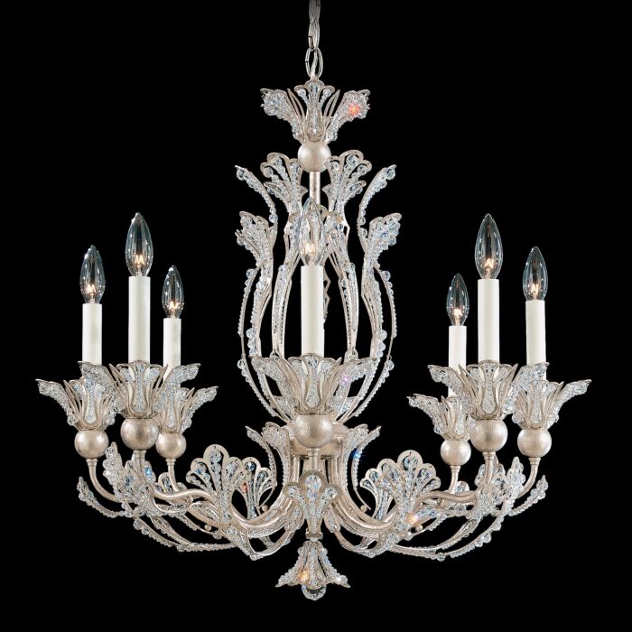 Rivendell 8-Light Chandelier in Antique Silver with Clear Crystals From Swarovski Crystals