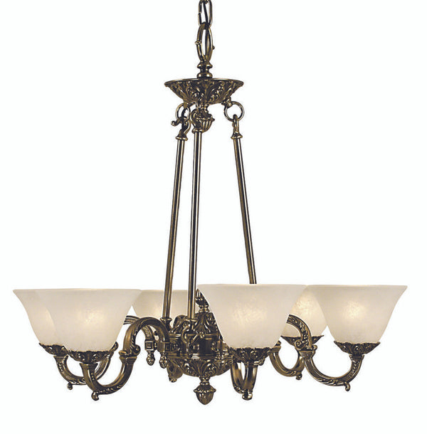 Chandelier, 6-Light, Antique Silver with Amber Marble, Amber Marble Shade, 28"W (7886 AS/AM YCWP)