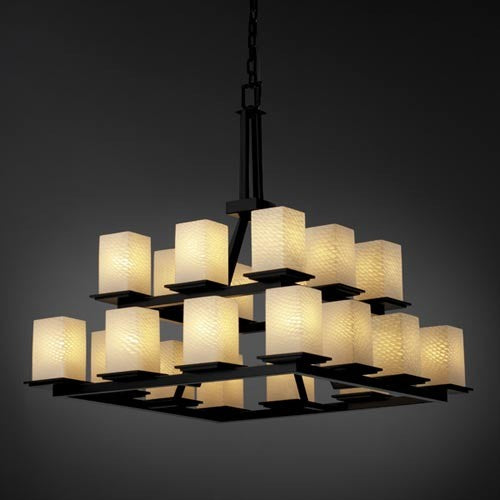 Twenty-Light Two-Tier Ring Chandelier