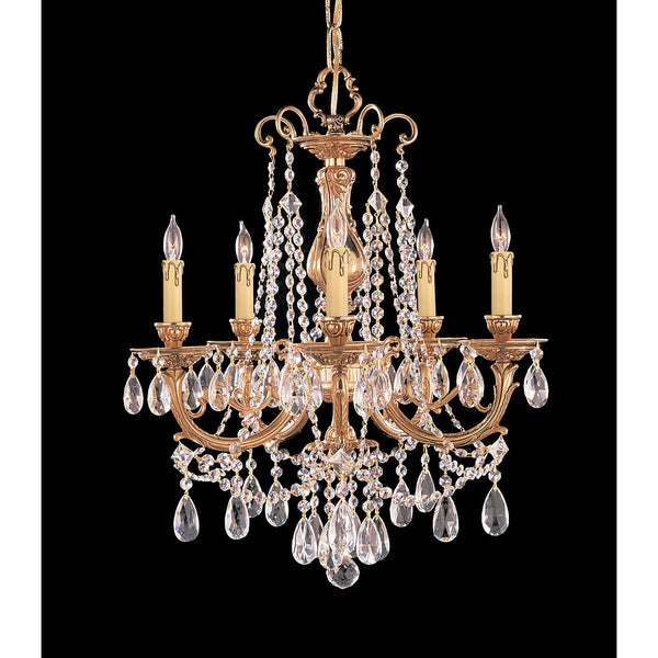 Group Etta Ornate Cast Brass Five-Light Chandelier with Swarovski Strass Crystal