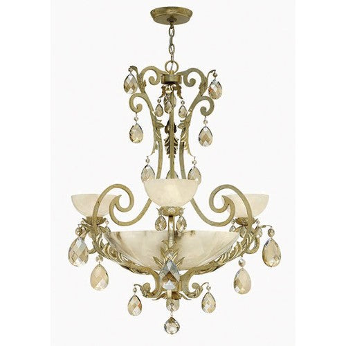 Barcelona Silver Leaf Three Light Chandelier with Natural Alabaster