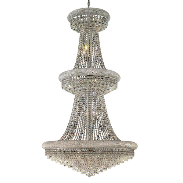 Primo Prism Chrome Thirty-Two Light 36-Inch Chandelier with Royal Cut Clear Crystal