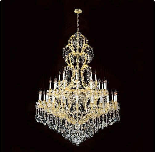 48-Light Gold Finish with Clear-Crystals Chandelier