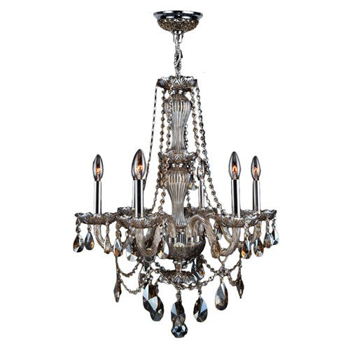 Polished Chrome Six-Light Chandelier