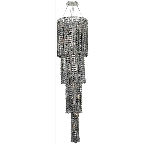 Maxim Chrome Eighteen-Light 18-Inch Four-Tier Pendant with Royal Cut Silver Grey Crystal