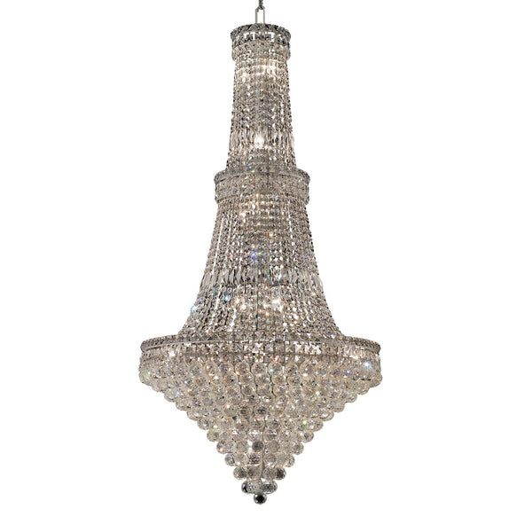 Chrome Thirty-Four Light 28-Inch Chandelier with Royal Cut Clear Crystal