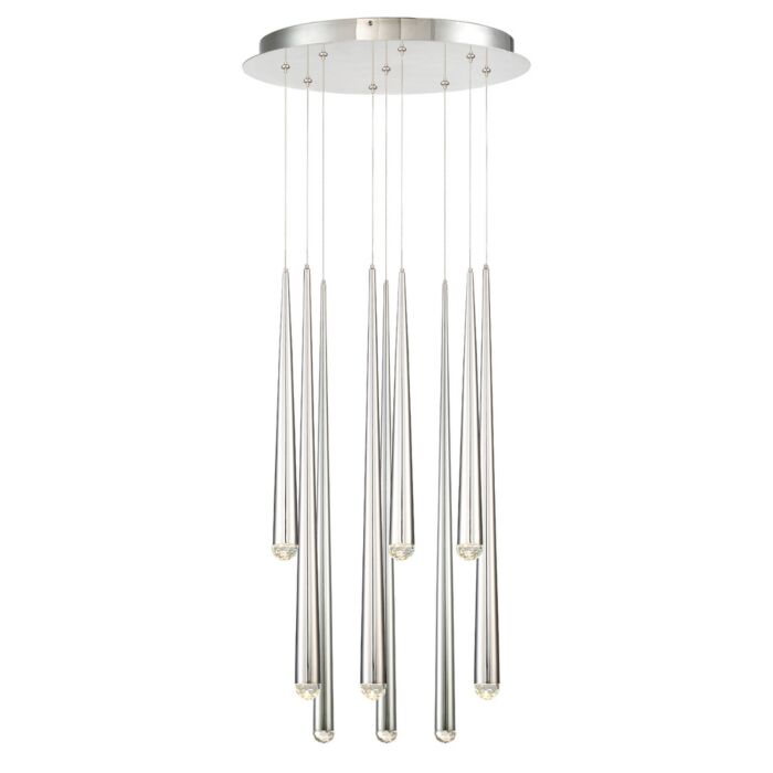 Cascade 9-Light LED Pendant in Polished Nickel