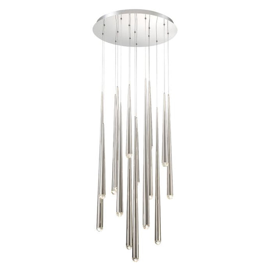 Cascade 15-Light LED Pendant in Polished Nickel