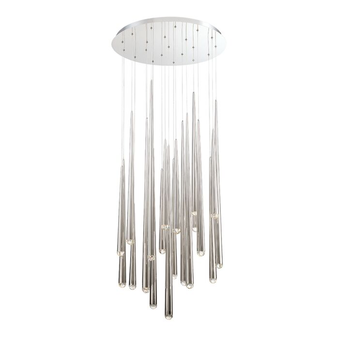 Cascade 21-Light LED Pendant in Polished Nickel