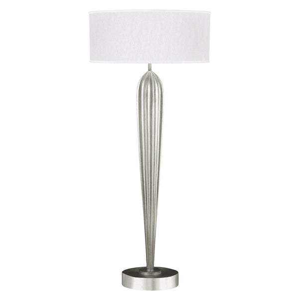 Table Lamp, 2-Light, Silver Leaf, White Fabric Shade, 33"H (792915-SF41 NK0W)