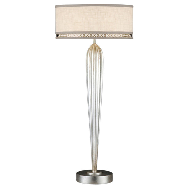 Table Lamp, 2-Light, Silver, White Textured Linen Shade, 33"H (792915ST KGC7)