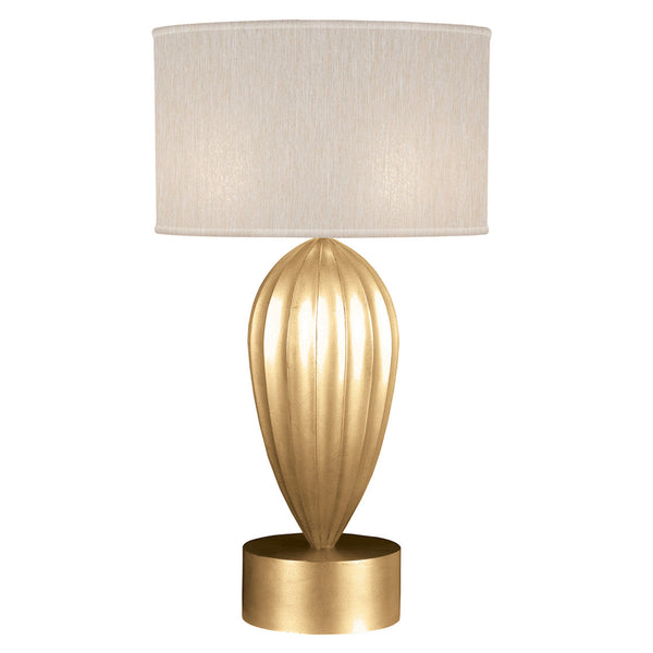 Table Lamp, 1-Light, Gold Leaf, Champagne Fabric Shade, 33"H (793110-SF33 NK0Y)