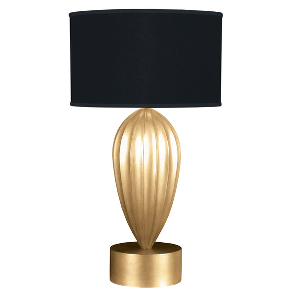 Table Lamp, 1-Light, Gold Leaf, Black Fabric Shade, 33"H (793110-SF34 NK0Z)