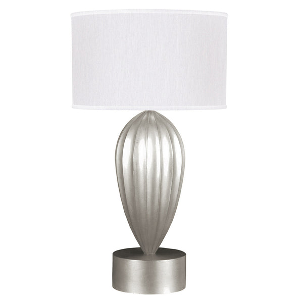 Table Lamp, 1-Light, Silver Leaf, White Fabric Shade, 33"H (793110-SF41 NK10)