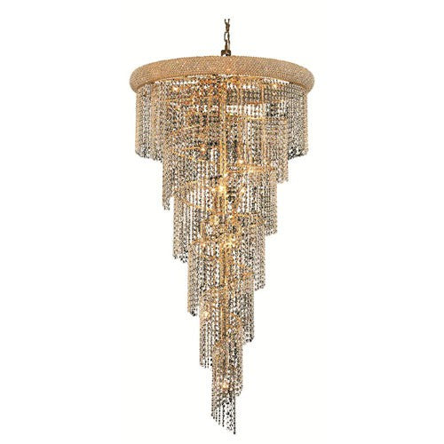 Spiral Gold Twenty-Two Light 30-Inch Chandelier with Royal Cut Clear Crystal