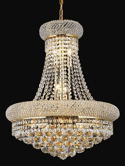 14 Lights Crystal chandelier dress with crystal ball in gold finish