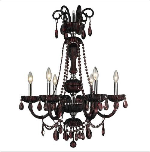 Polished Chrome Six-Light Chandelier