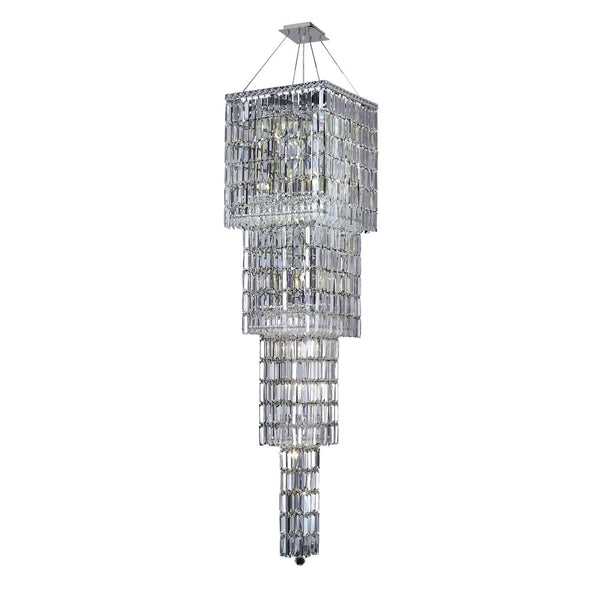 Maxim Chrome Eighteen-Light 18-Inch Four-Tier Square Pendant with Royal Cut Clear Crystal