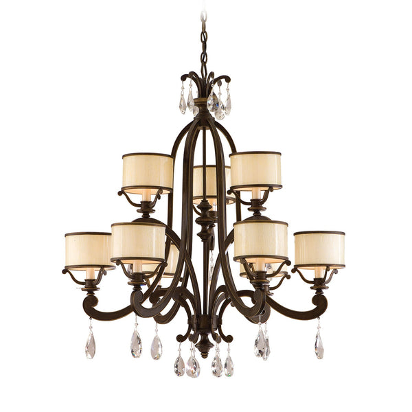 Classic Bronze Nine-Light Chandelier