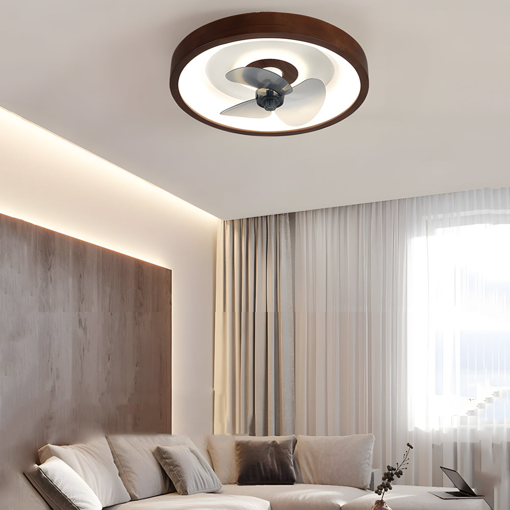 19.7-in Walnut 6-Speed Flush Mount Ceiling Fans With LED Light and Remote