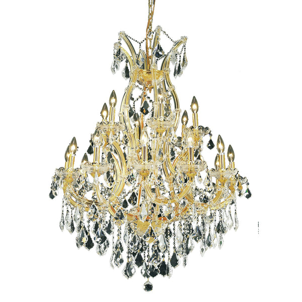 Maria Theresa Gold Nineteen-Light 32-Inch Chandelier with Royal Cut Clear Crystal