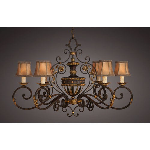 Castile Six-Light Chandelier in Gold Leaf and Antiqued Finish