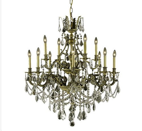 Bronze Twelve-Light Chandelier with Golden Shadow/Champagne Royal Cut Crystals