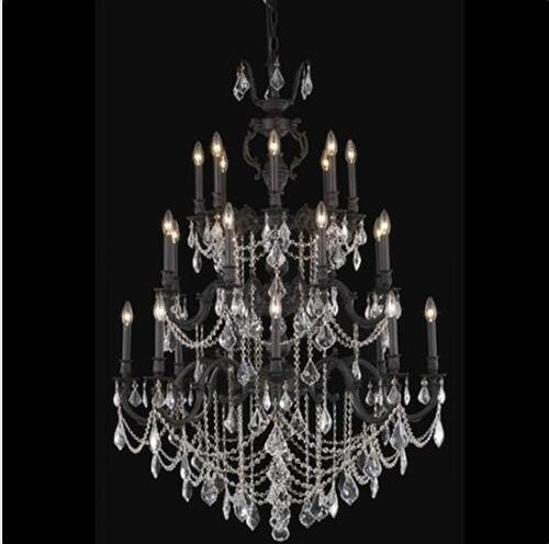 Bronze Twenty-Four Light Chandelier with Golden Shadow/Champagne Royal Cut Crystals