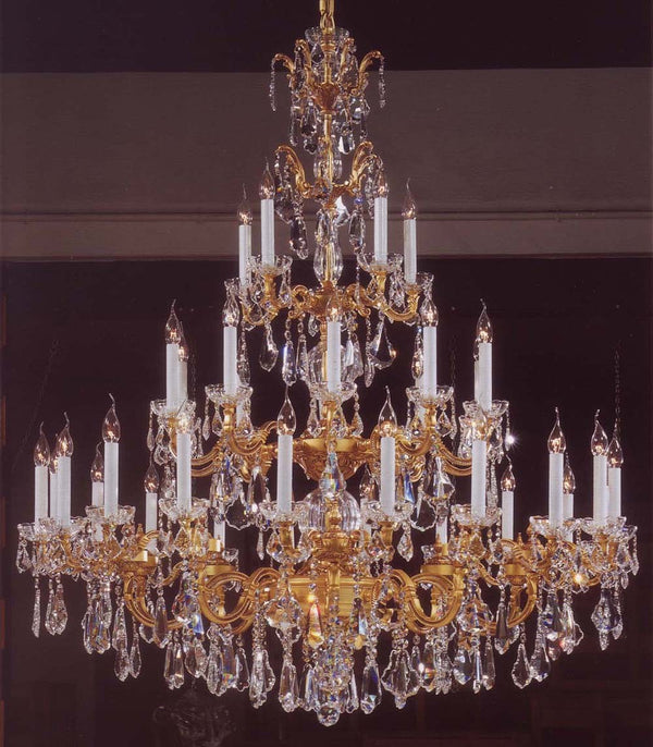 Crystal chandelier in Satin Gold plated finish