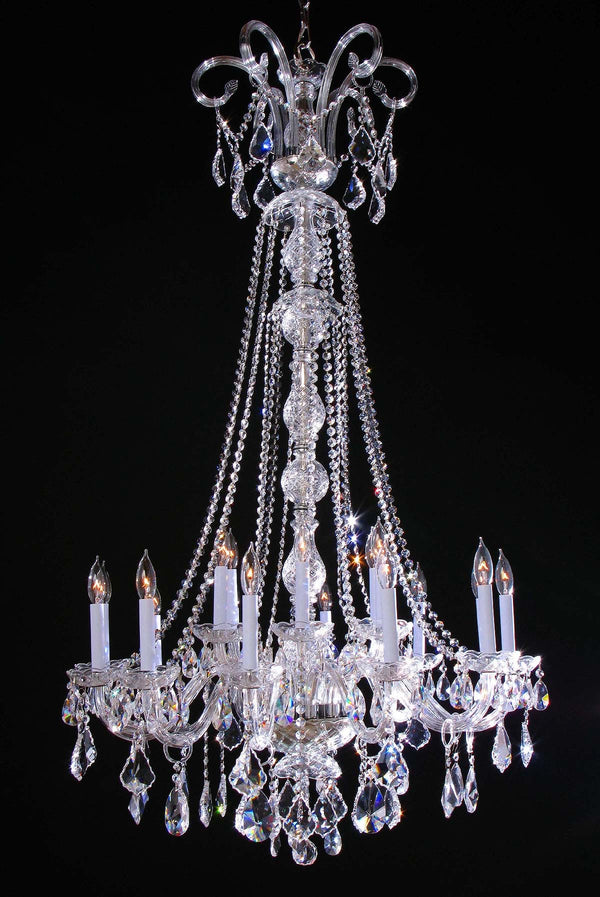 18 Lights Bohemian Crystal chandelier in polished chrome finish