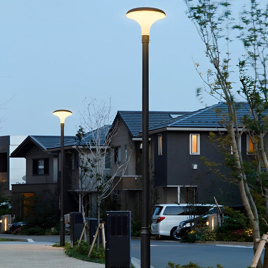 Round Mushroom Waterproof Intelligent Black Modern Solar Lamp Post Light