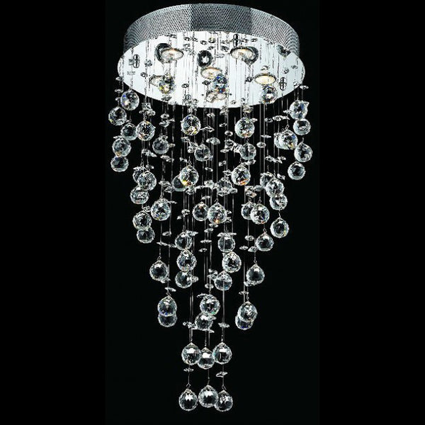 6 light Contemporary Crystal Chandelier with polished chrome base