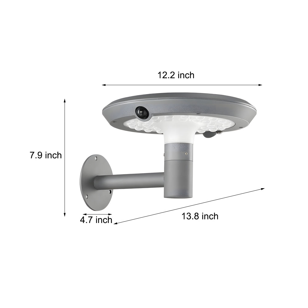 Round Solar-Powered LED Outdoor Wall Light with Motion Sensor