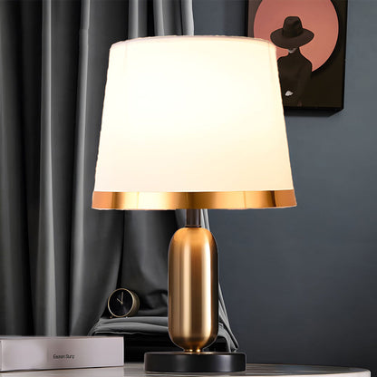 Vintage White/Black and Mid-Century Modern Brass Table Lamp