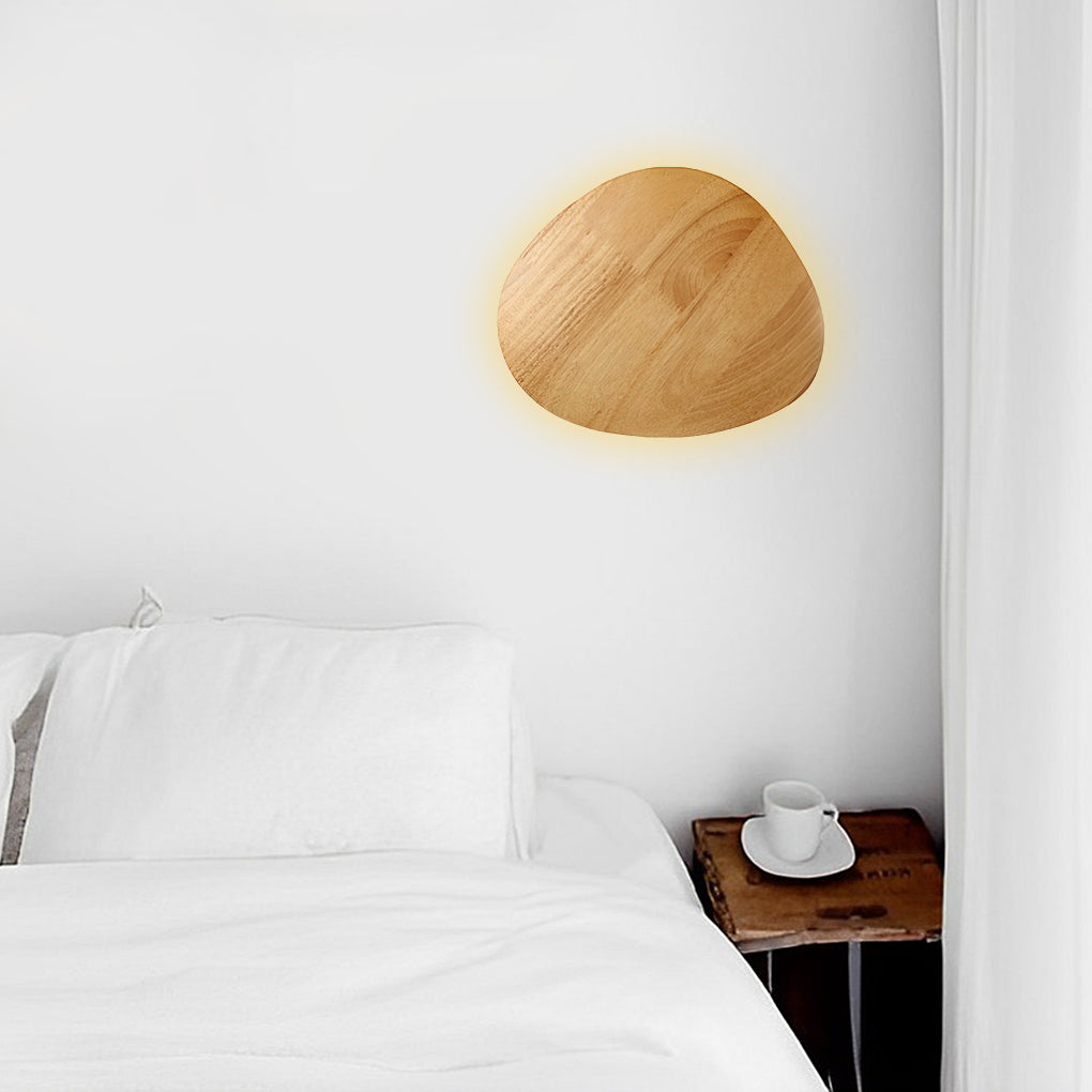 Round Oval Creative LED Wood Nordic Bedside Wall Lamp Wall Sconce Lighting