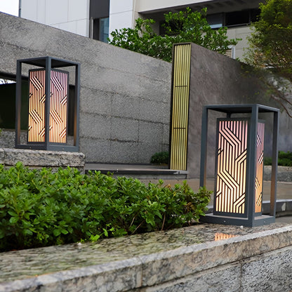 Retro Square Waterproof LED Gray Modern Outdoor Path Lights Post Lights