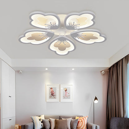 Flower Shaped Dimmable LED White Nordic Chandelier Light Flush Mount Lighting