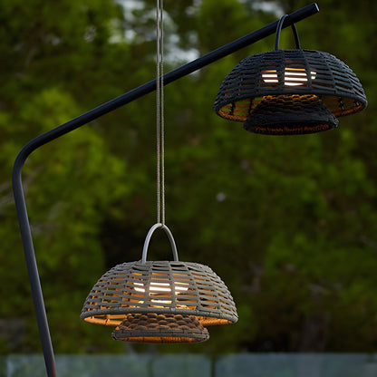 Decorative Ropes Rattan Waterproof LED Modern Solar Outdoor Chandelier