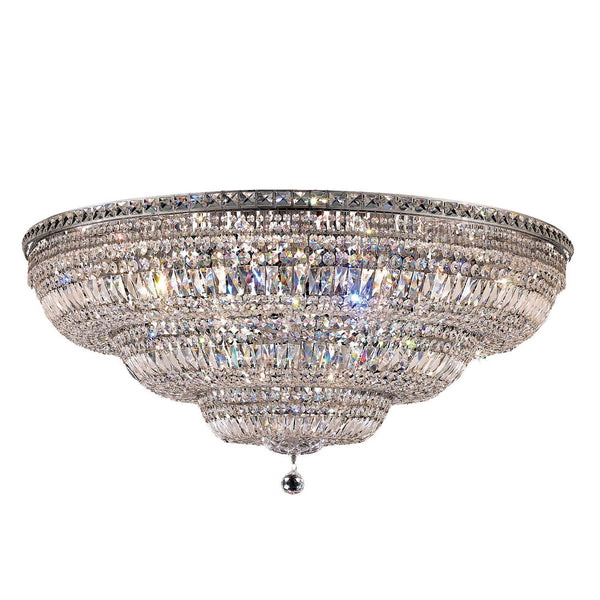 Tranquil Chrome Thirty-Three Light 48-Inch Flush Mount with Royal Cut Clear Crystal