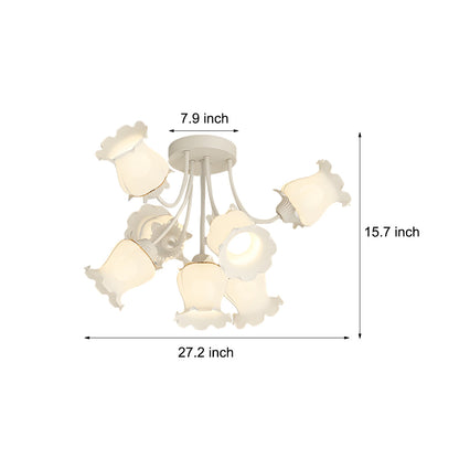 7 Heads White Flowers 3 Step Dimming Creative Modern Ceiling Light Fixture